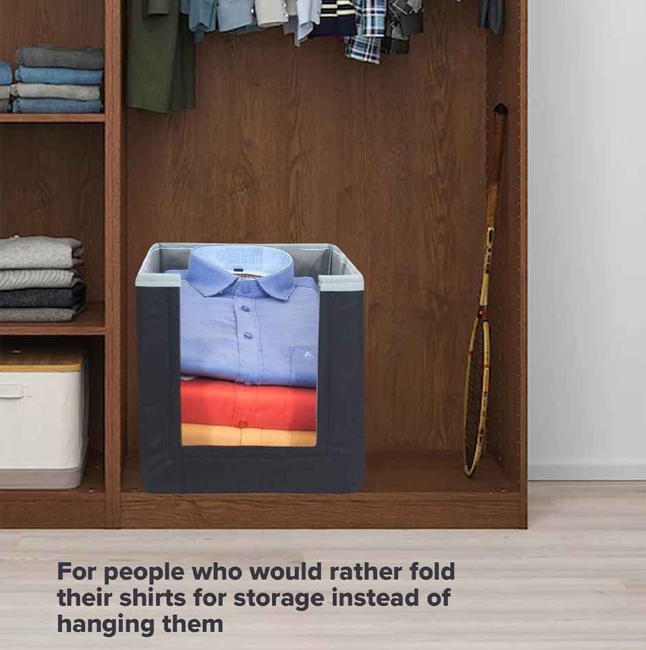 Prettykrafts 1 Pcs Large Capacity Stackable Shirt Stacker, Storage Bins, Grey Black