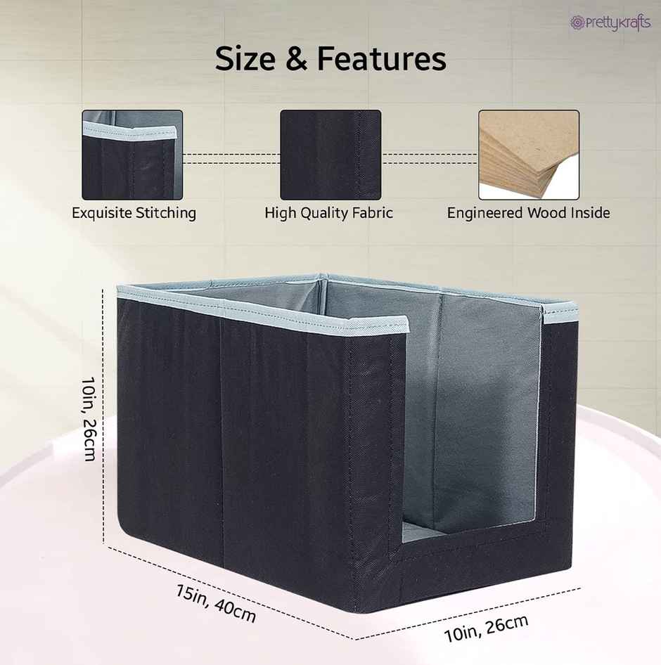 Prettykrafts 1 Pcs Large Capacity Stackable Shirt Stacker, Storage Bins, Grey Black