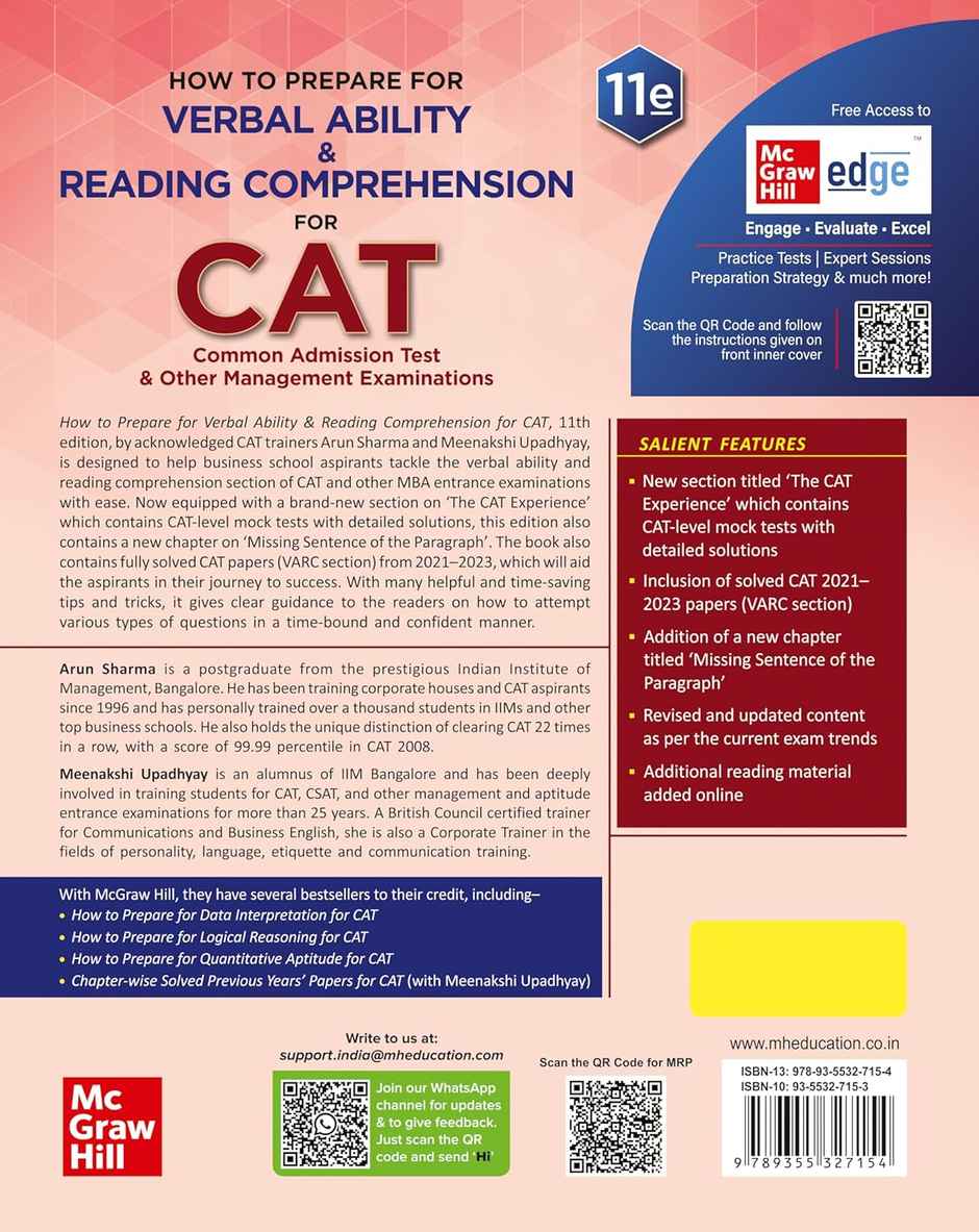 Verbal Ability & Reading Comprehension for CAT | Latest Edition | Arun Sharma | Mc Graw Hill