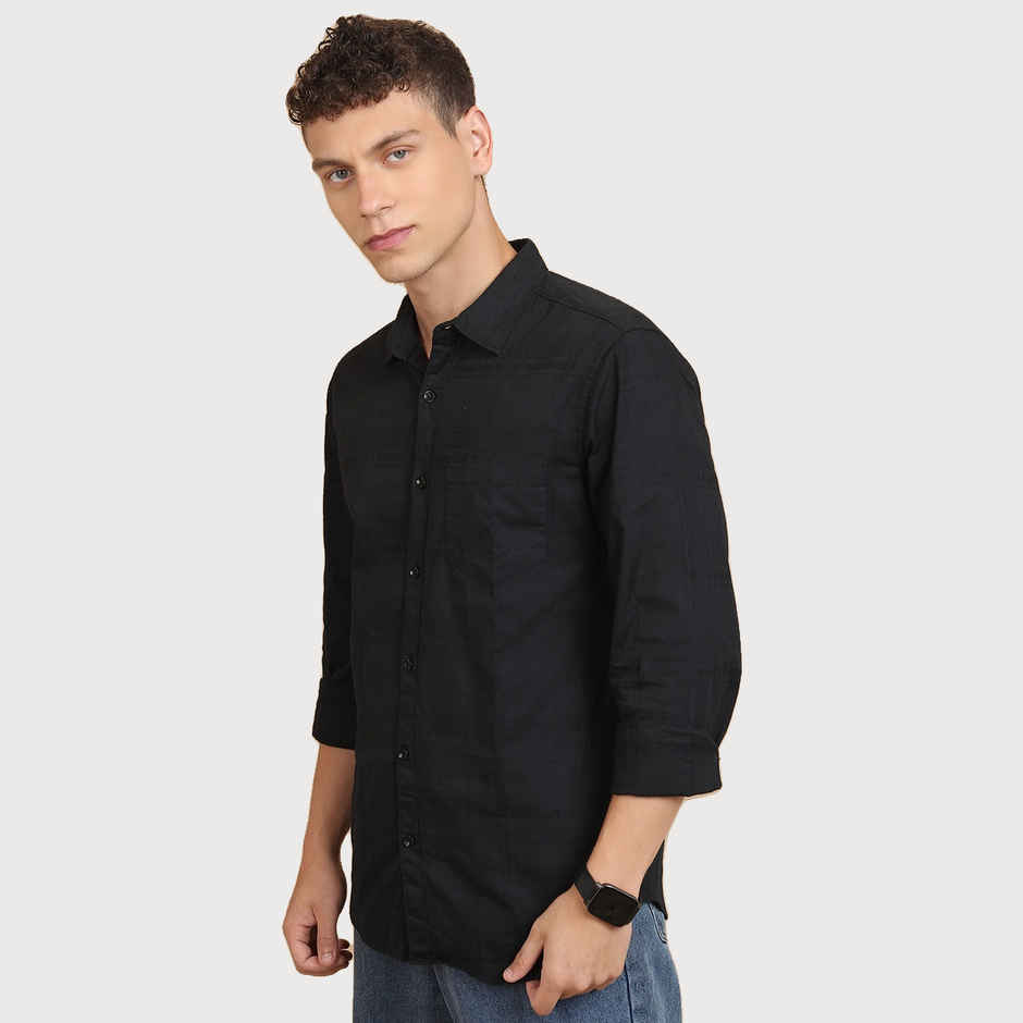 Ketch Men Solid Slim Fit Shirt | Black | XL