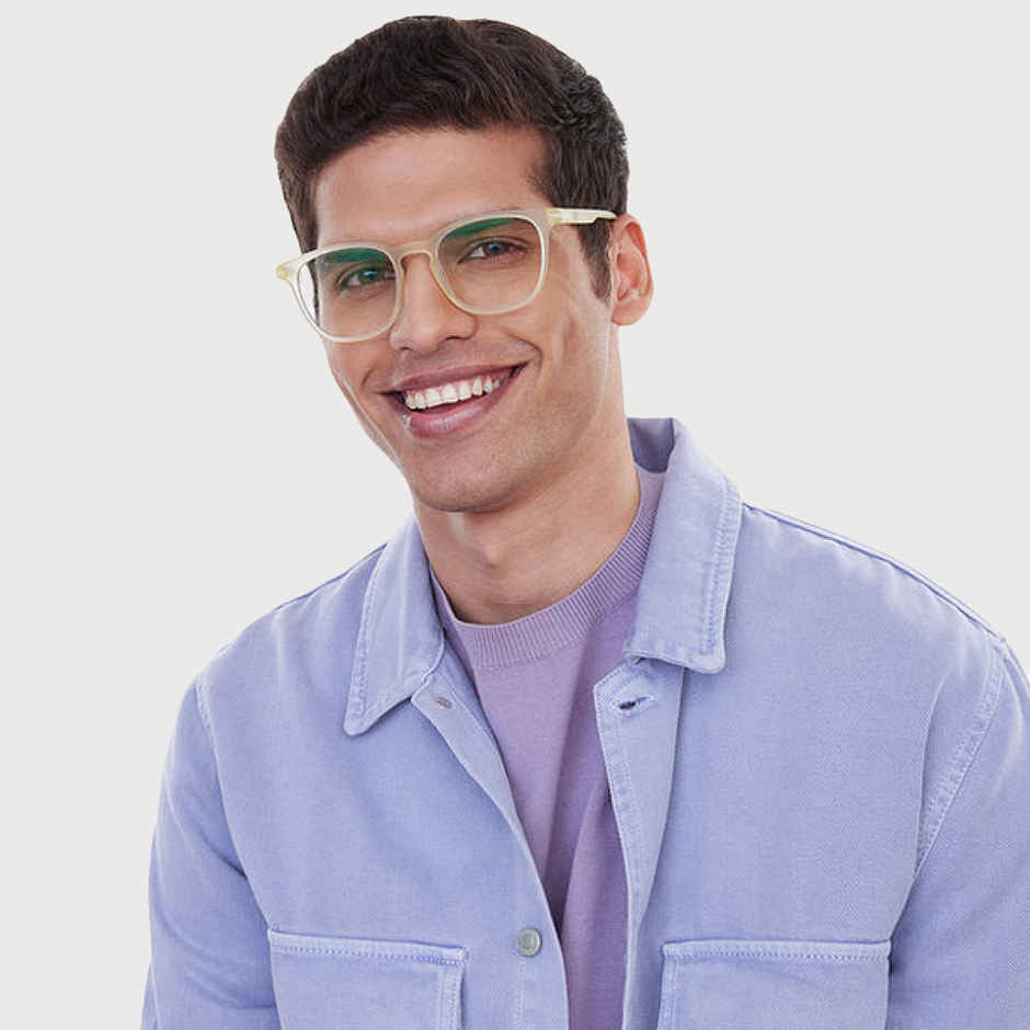 Lenskart Hustlr Unisex Solid Plastic Computer Glasses | Sand Dune - M