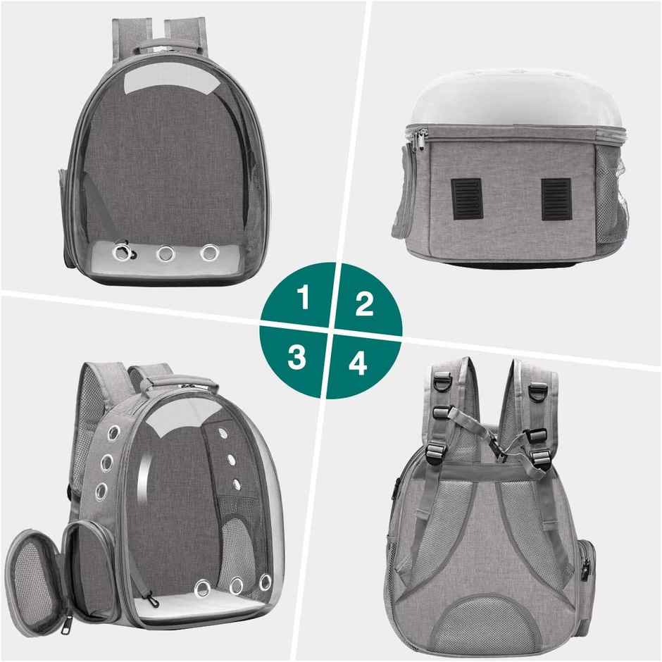 Pets Empire Astronaut Transparent Pet Carrier , Backpack For Puppies & Cats | Grey