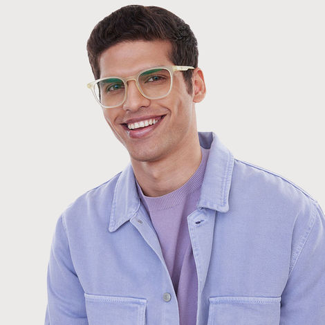 Lenskart Hustlr Unisex Solid Plastic Computer Glasses | Sand Dune - M