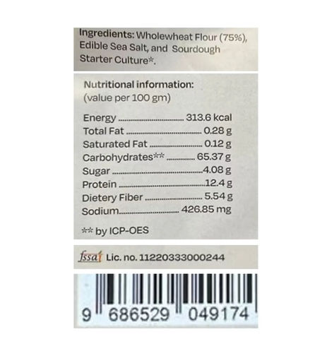 Brik Oven Whole Wheat Sourdough Bread