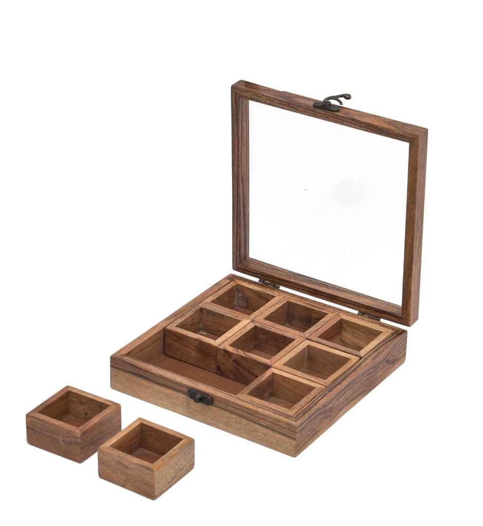 Sanjeev Kapoor by Oggn Acacia Wooden Masala Box