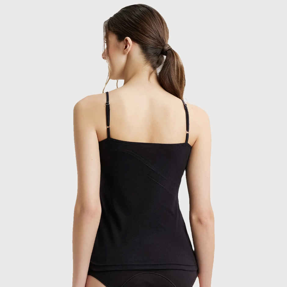 Jockey 1487 Women's Super Combed Cotton Rib Camisole|Adjustable Straps | Black-XXL
