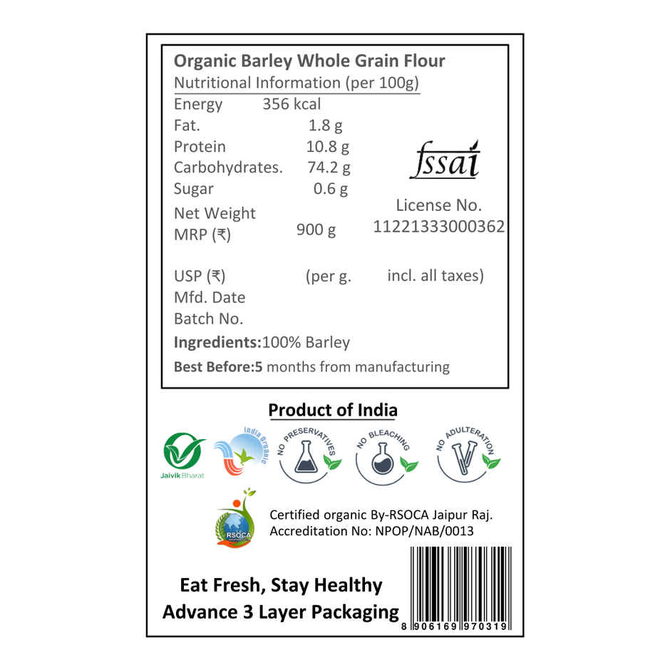 Earthen Story Organic Barley Atta