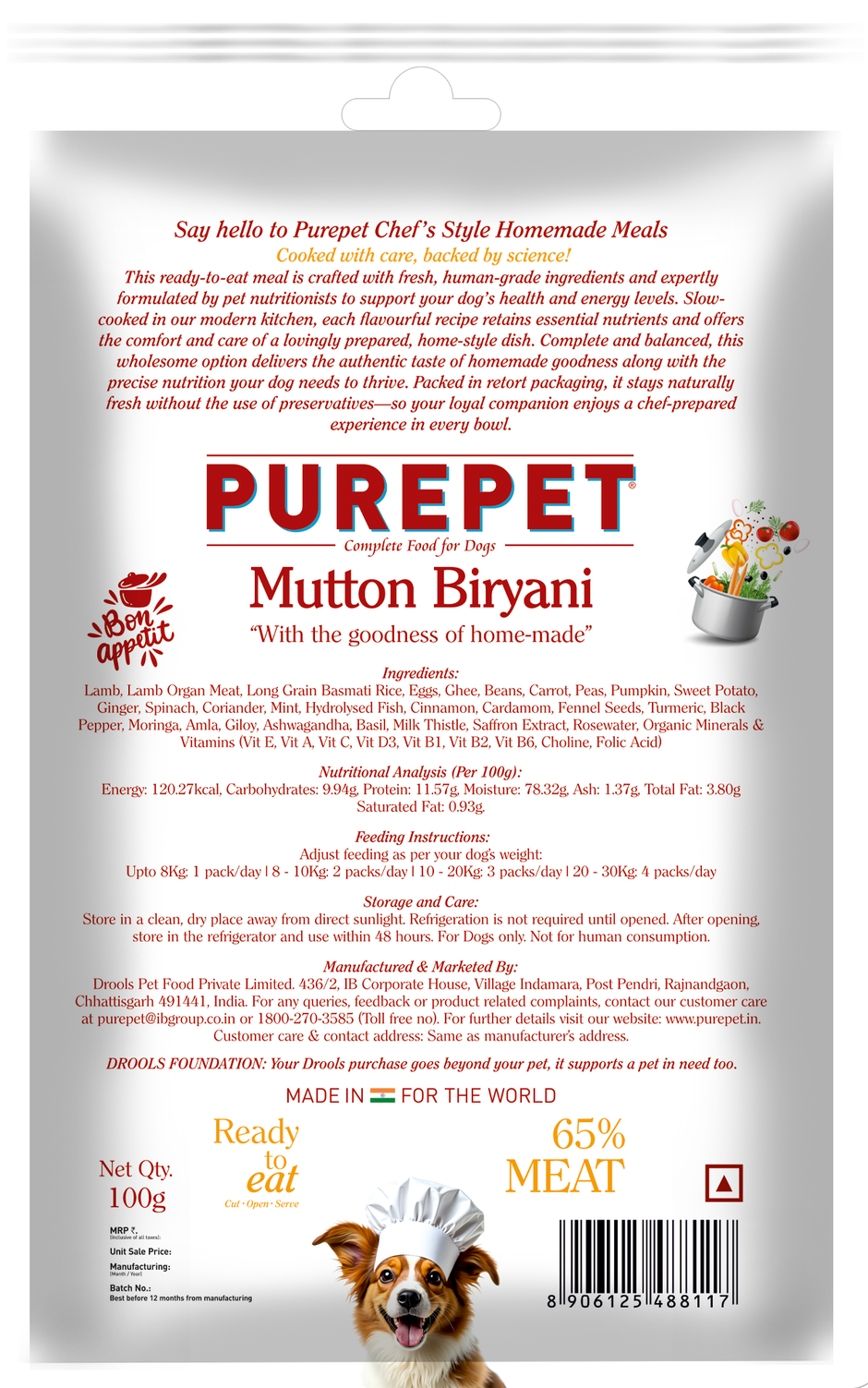 PurePet Mutton Biryani Fresh Dog Food