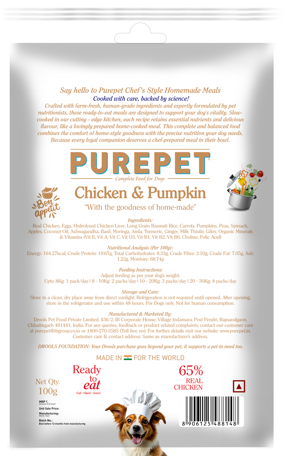 PurePet Chicken and Pumpkin Fresh Dog Food Sample