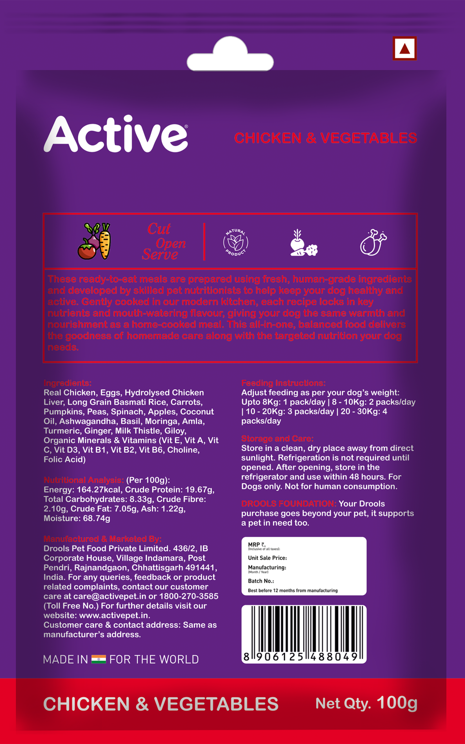 Active Chicken and Vegetable Fresh Dog Food