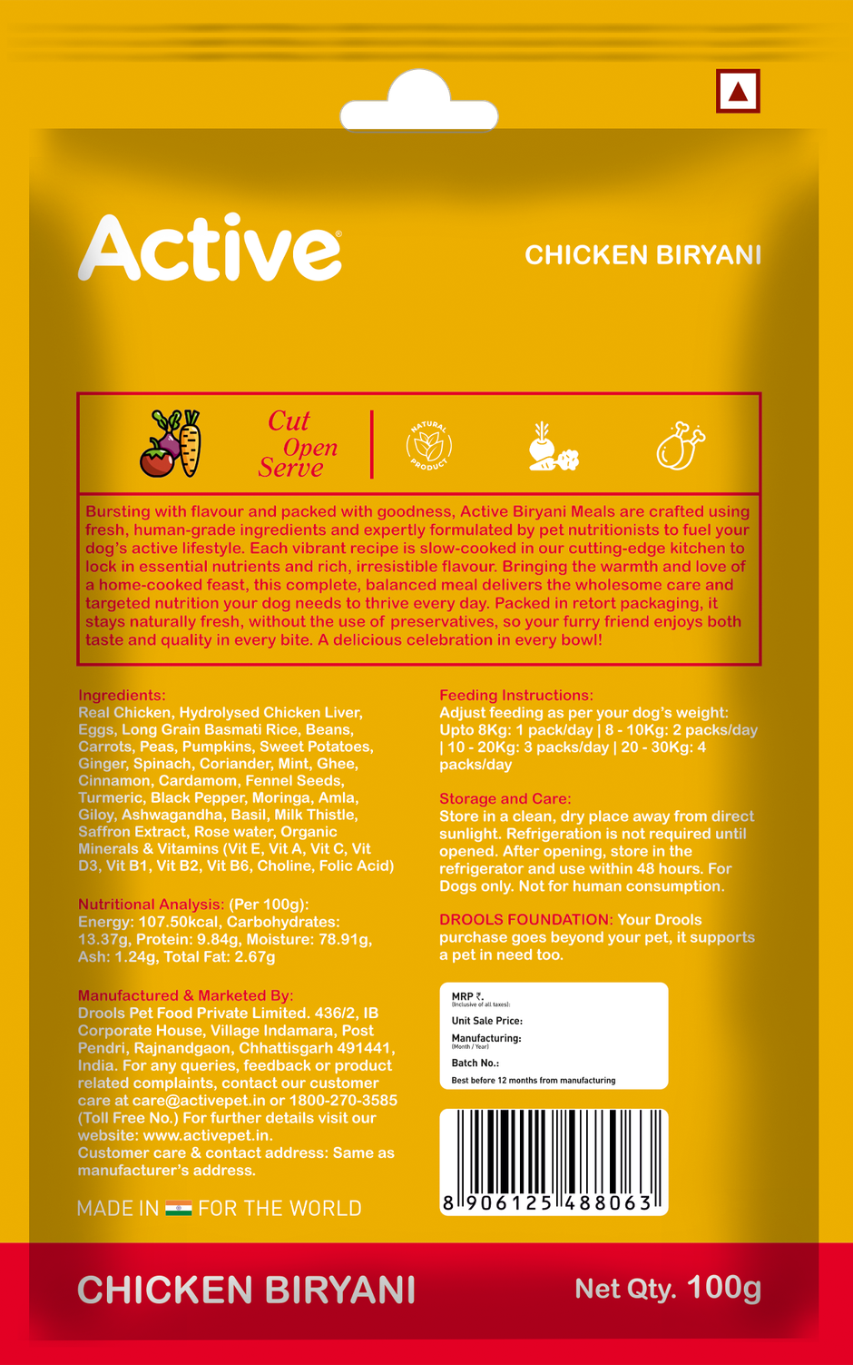 Active Chicken Biryani Fresh Dog Food