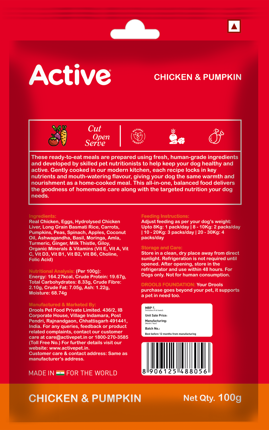 Active Chicken and Pumpkin Biryani Fresh Dog Food