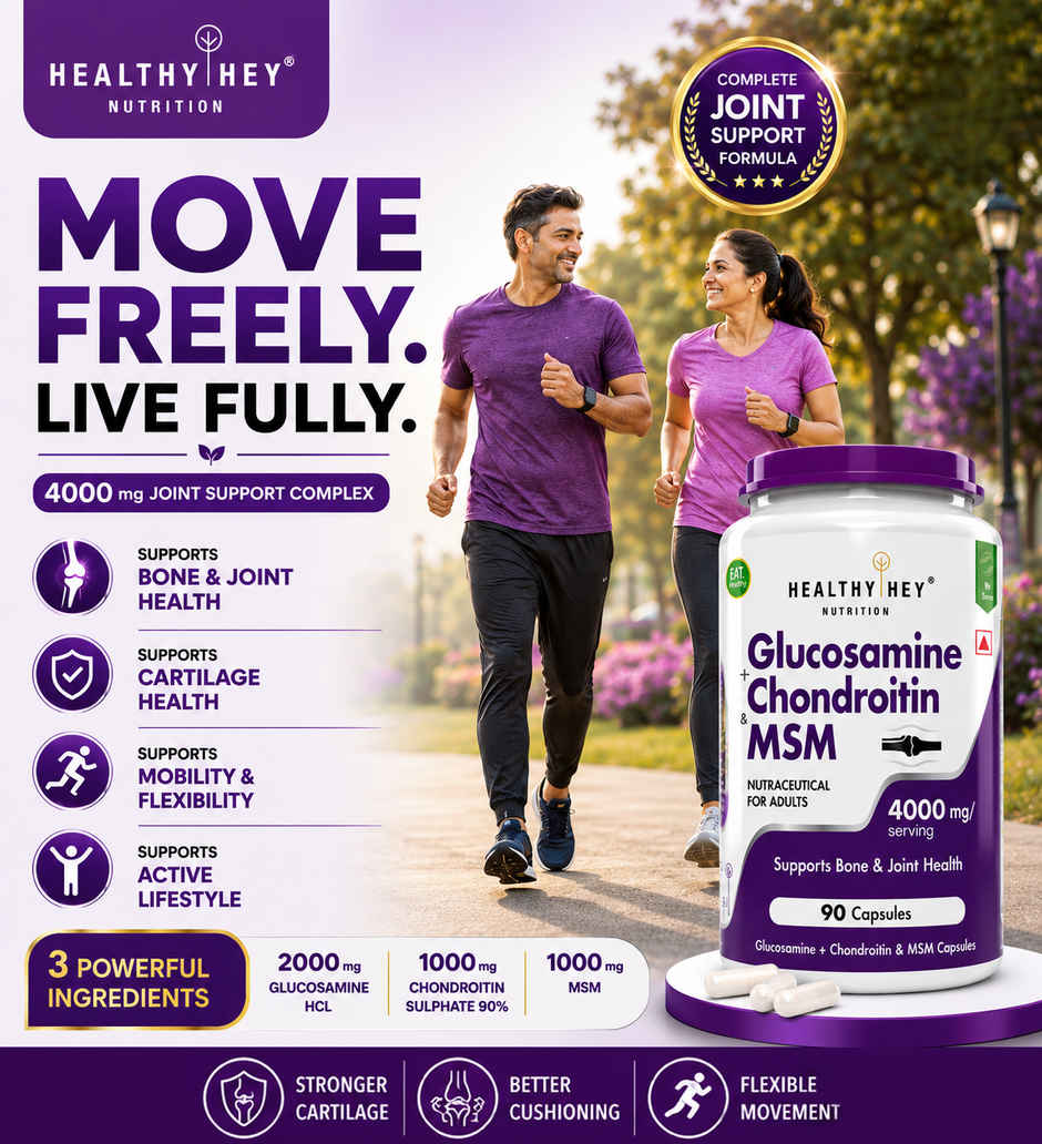 HealthyHey Nutrition Double Strength Glucosamine Chondroitin & MSM | Cartilage Support | 4000 mg