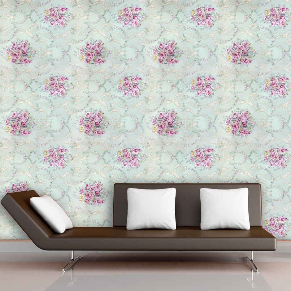 Wollzo Floral Bedroom Wallpaper Self Adhesive Peel and Stick Wall Decor 45 x 500 cm