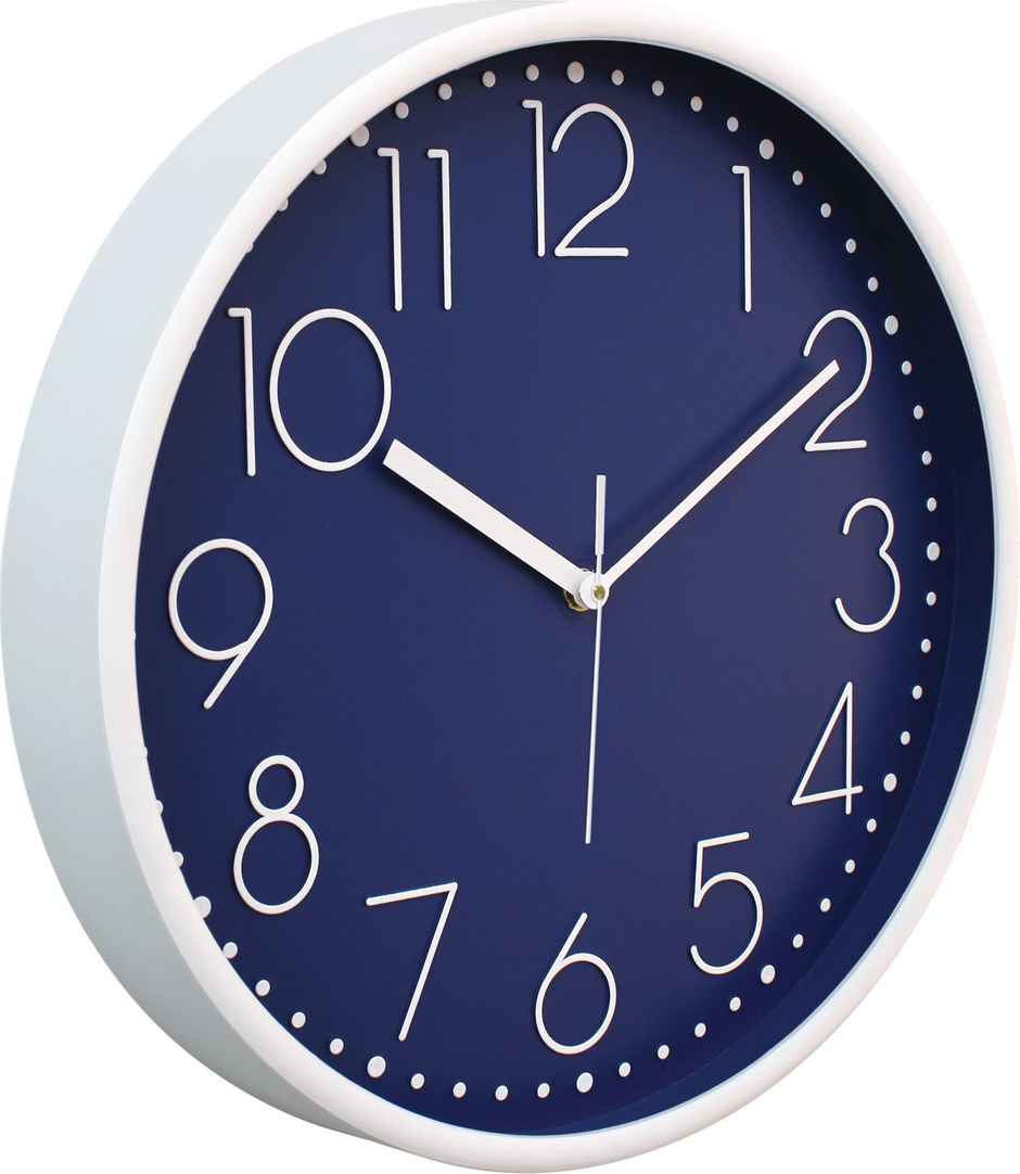 Bosco Decorative Silent Blue Dial with White Frame 30 CM Round Wall Clock BWC 1805