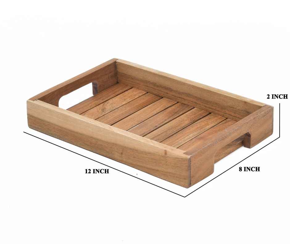 Sanjeev Kapoor by Oggn Wooden Jali Plain Tray 12x8