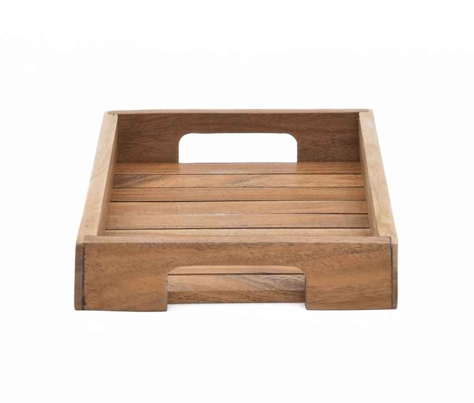 Sanjeev Kapoor by Oggn Wooden Jali Plain Tray 12x8