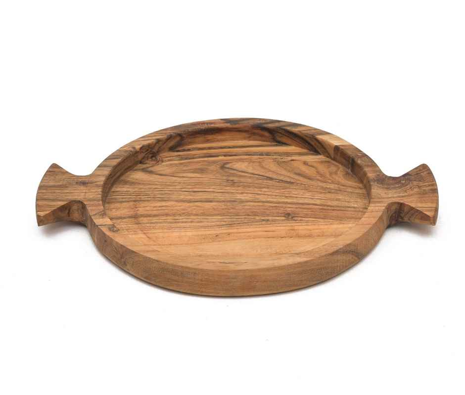 Sanjeev Kapoor by Oggn Wooden Double Handle Platter 12x9.5