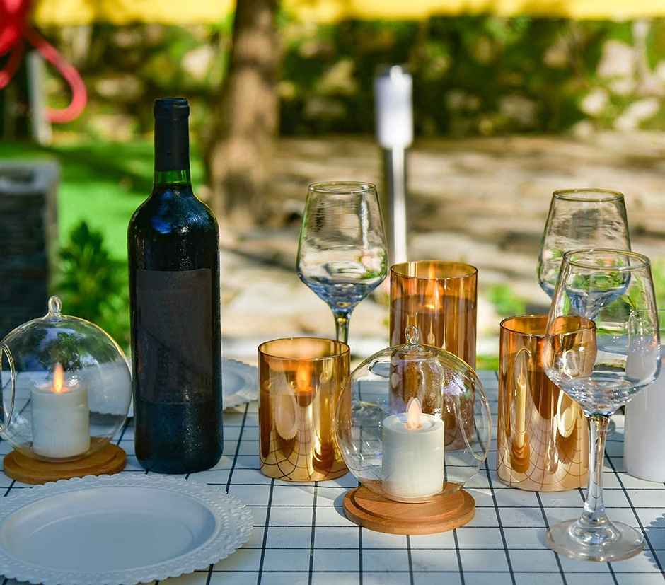 DesiDiya Flameless LED Candles Set of 3 Remote Control Acrylic Glass Candle Flickering Flame