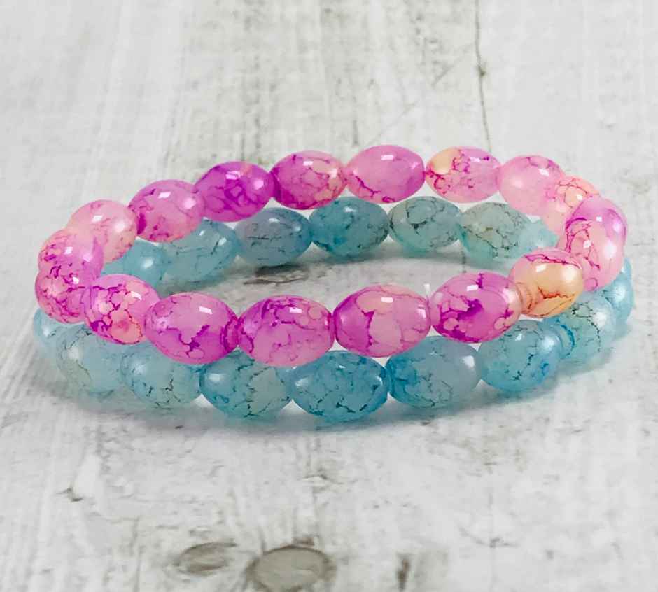 Gullak Glass Beads Stretch Band | Pack Of 2 (Colour May Vary)