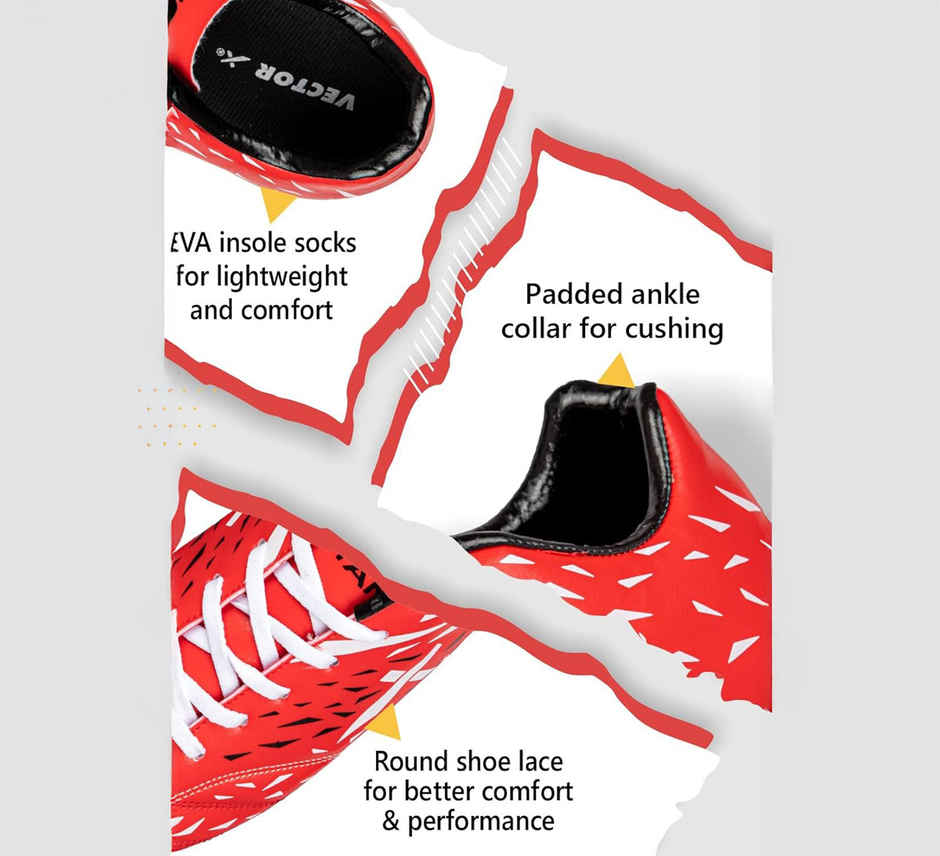 Vector X Titan Football Shoes For Mens Sports And Athletic | Red Size - 6