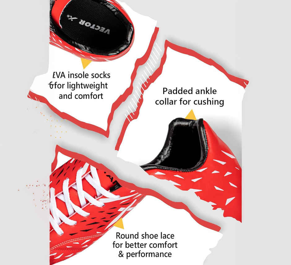 Vector X Titan Football Shoes For Mens Sports And Athletic | Red Size - 7