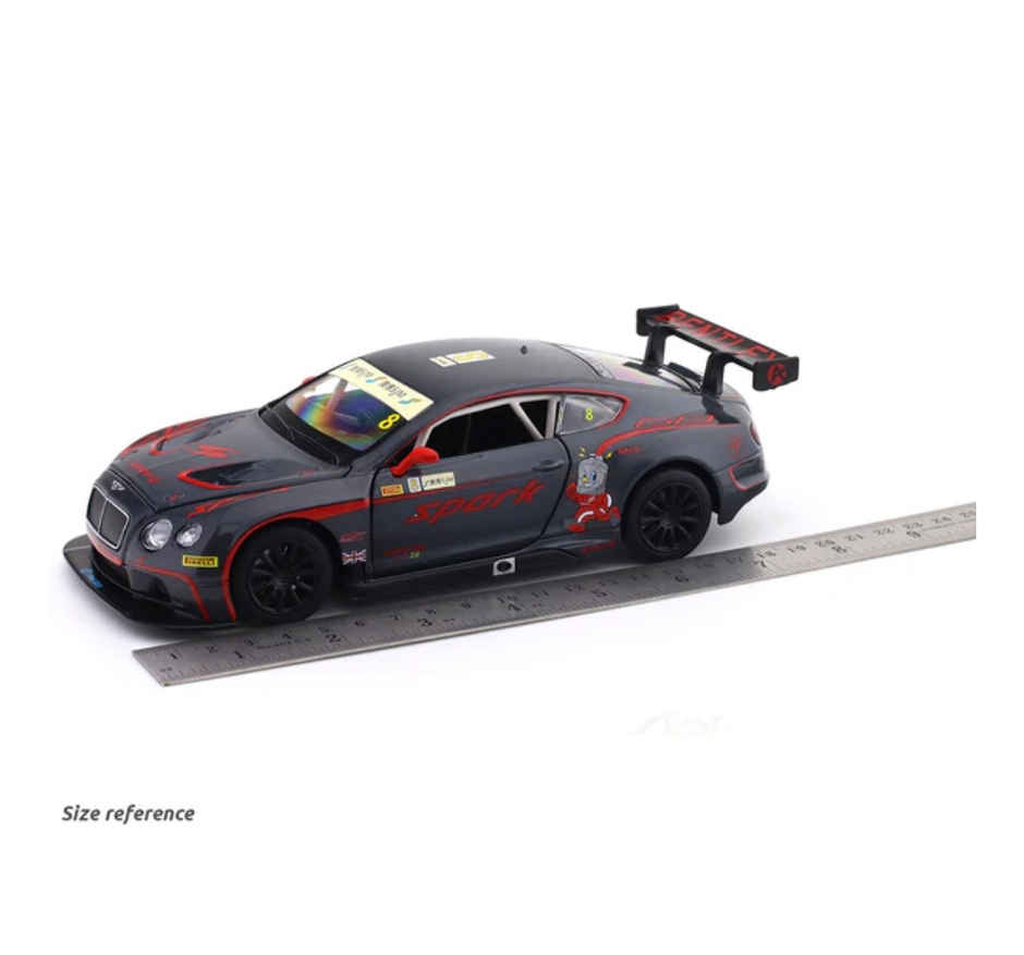 MSZ Licensed Bentley Continental GT3 Concept Diecast Model Car Black 1:24 Scale Collectible Toy