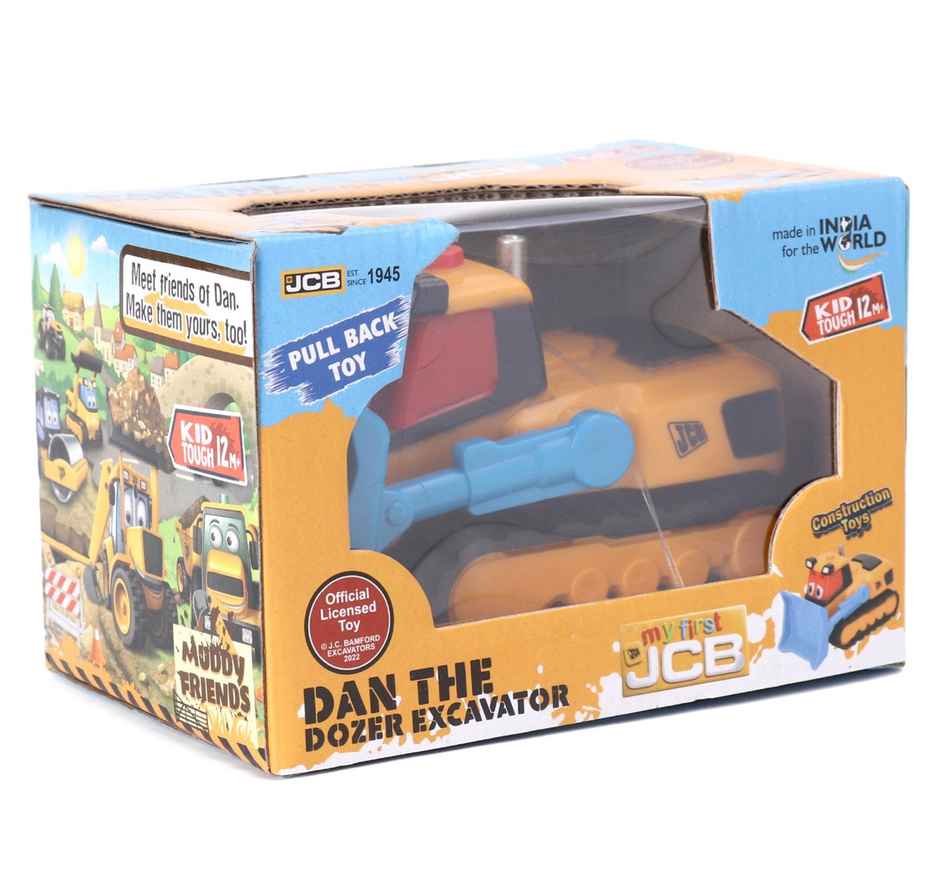 Hamleys Jcb Dan The Dozer, Pull Back Toy, Yellow, 1 Years+