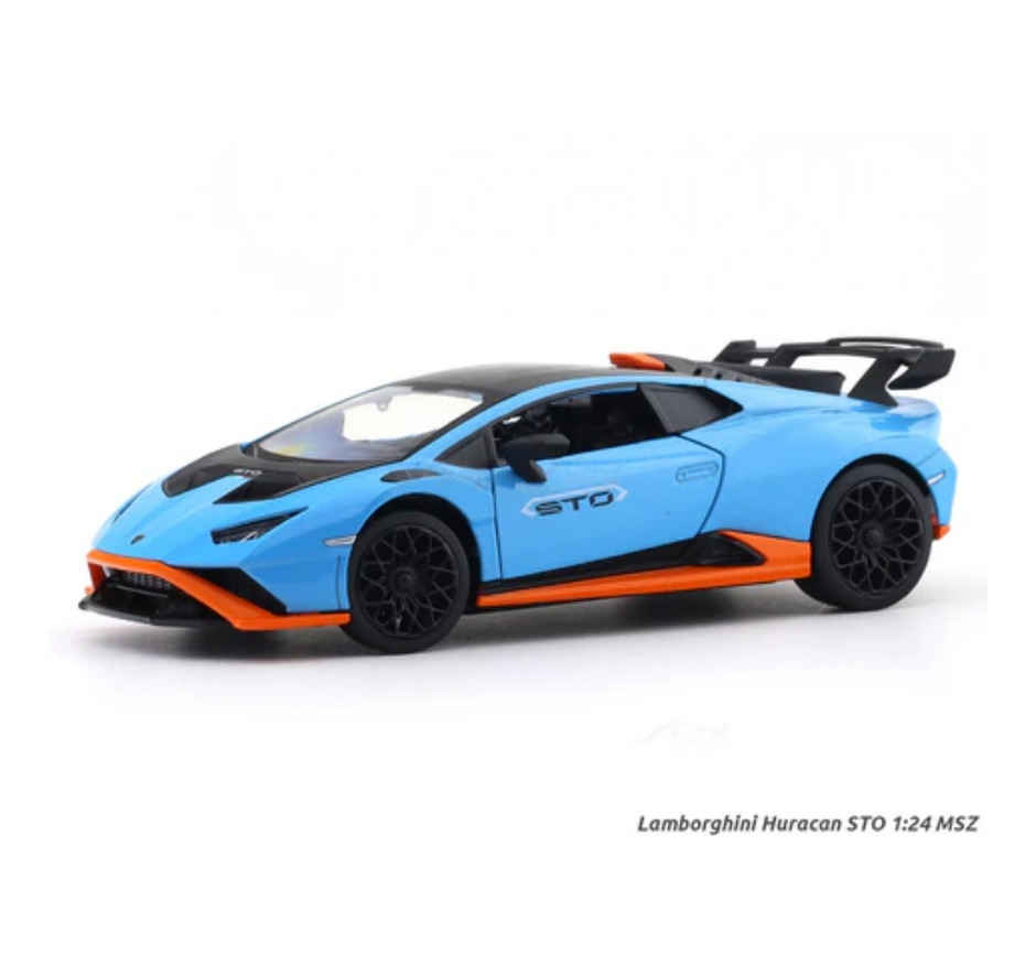 MSZ Licensed 1:24 Lamborghini Huracan STO Diecast Model Car Blue