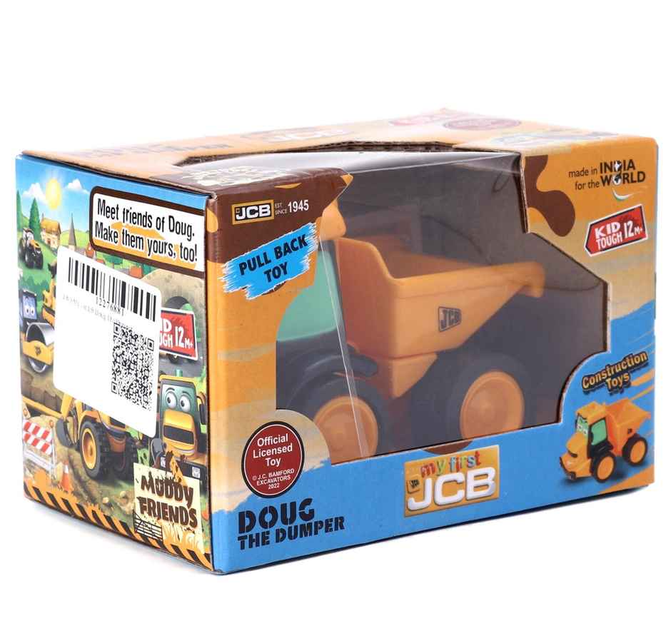 Hamleys Jcb Doug The Dumper, Pull Back Toy, Yellow, 1 Years+