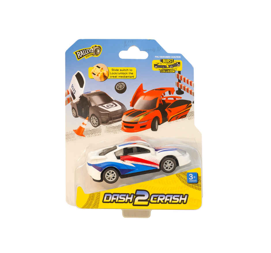 Hamleys Ralleyz Dash 2 Crash Pull Back & Go Action Car, White