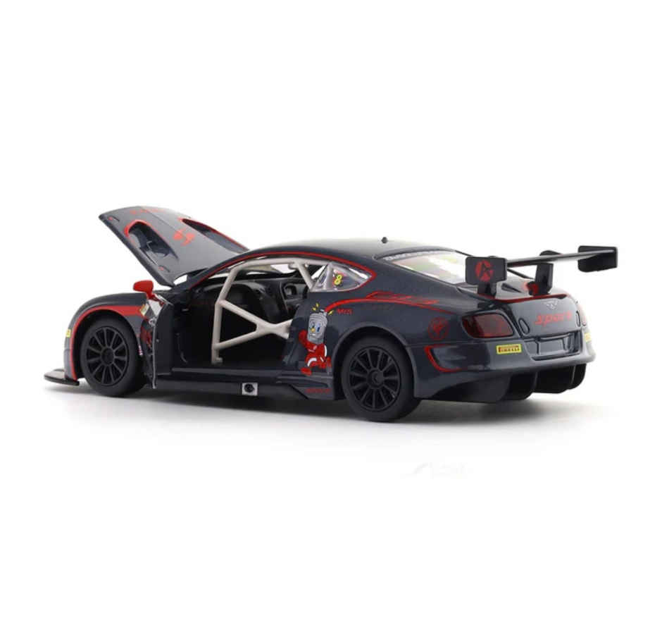MSZ Licensed Bentley Continental GT3 Concept Diecast Model Car Black 1:24 Scale Collectible Toy