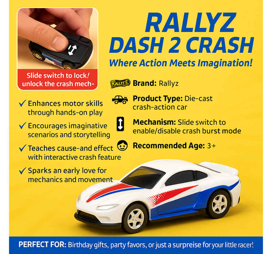Hamleys Ralleyz Dash 2 Crash Pull Back & Go Action Car, White