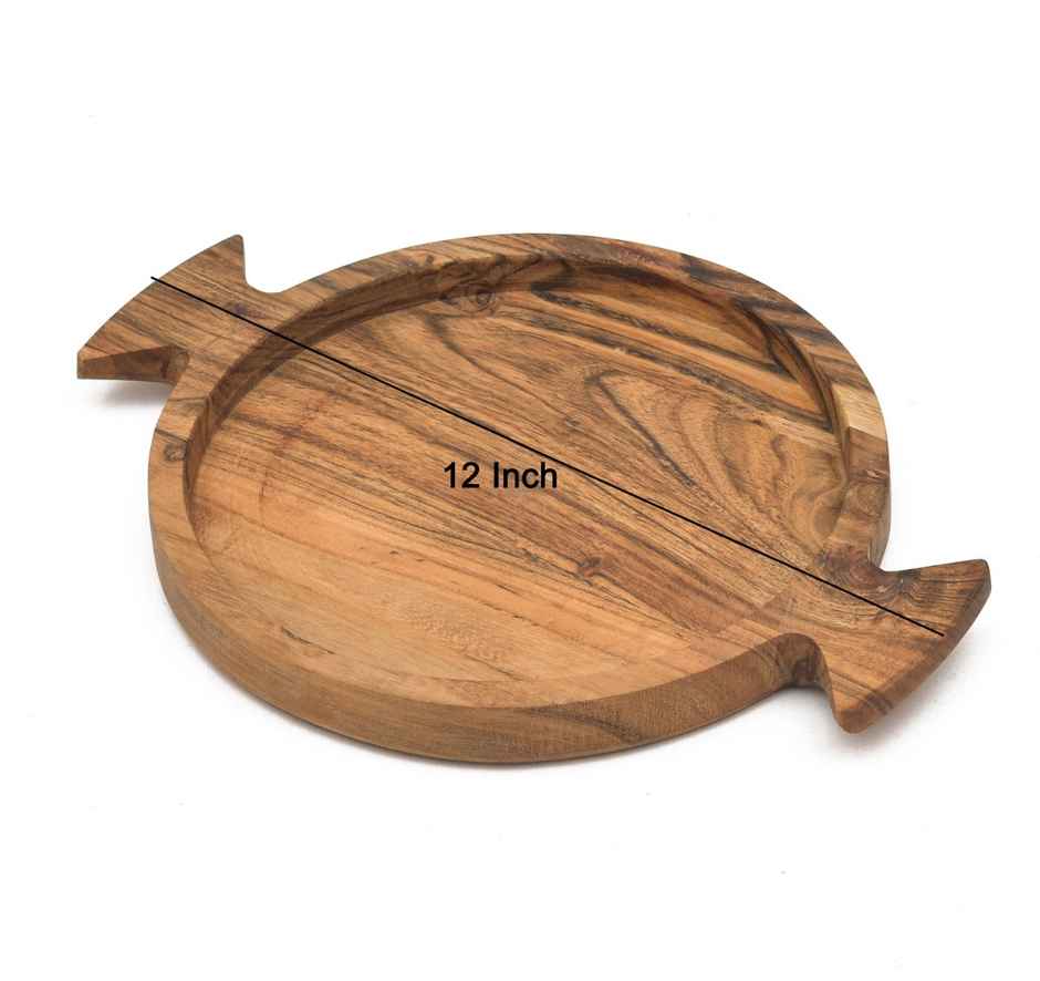 Sanjeev Kapoor by Oggn Wooden Double Handle Platter 12x9.5