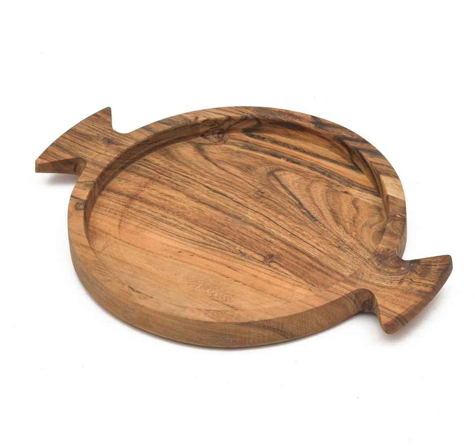 Sanjeev Kapoor by Oggn Wooden Double Handle Platter 12x9.5