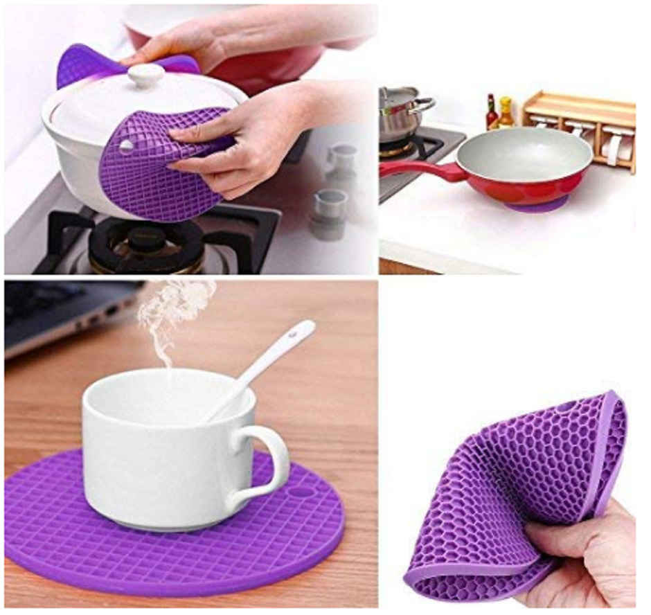 Soham Housewares Round Silicon Hotpot Coaster (Colour May Vary)