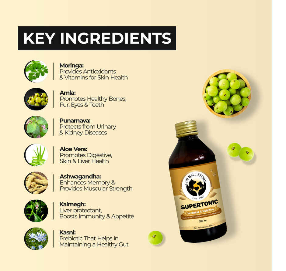 Fur Ball Story Supertonic Syrup, Ensures Head to Tail Wellness of Dogs & Cats