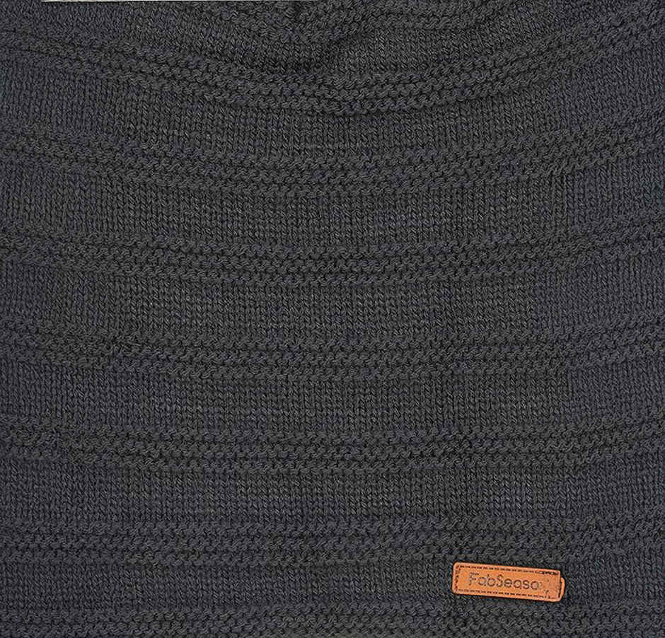 Fabseasons Unisex Acrylic Wool Beanie and Muffler | Dark Grey - Free Size