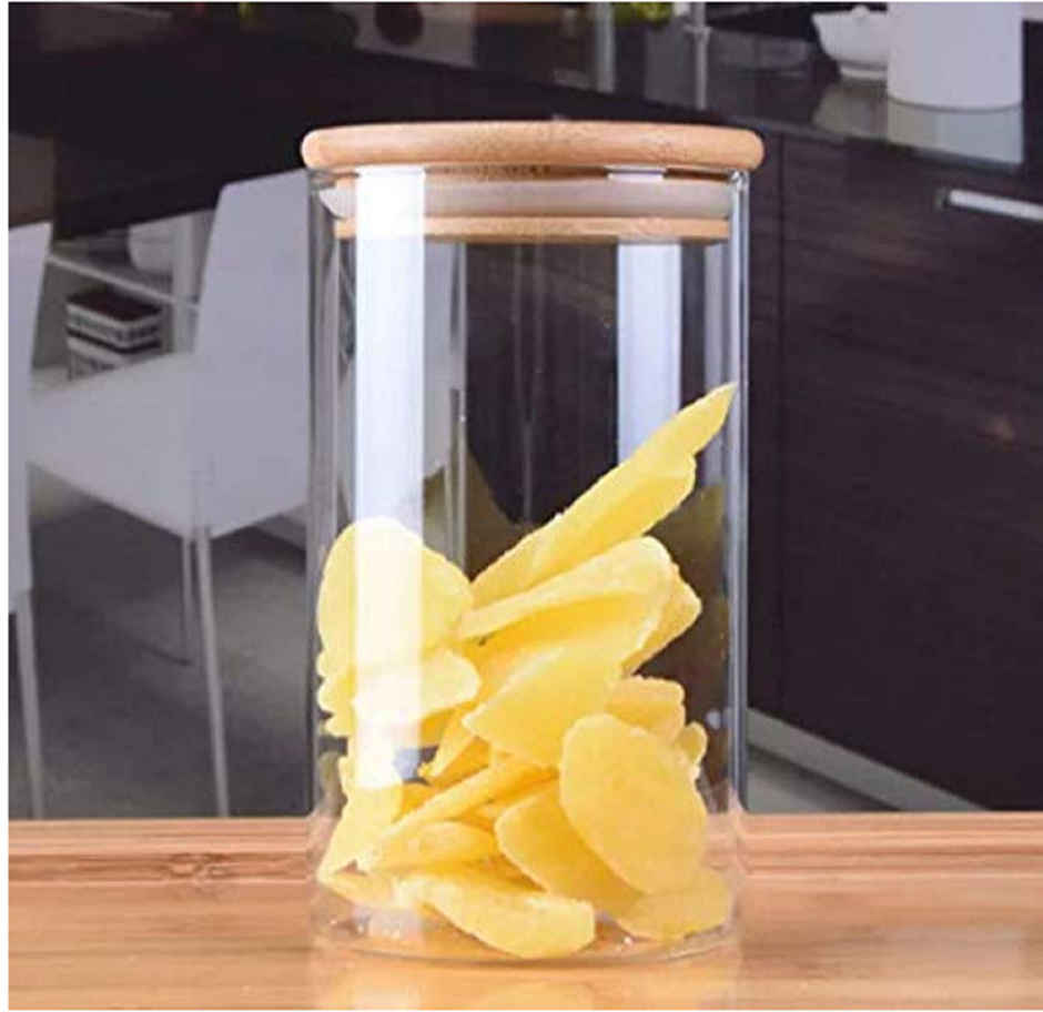 Soham Housewares Air Tight Glass Container With Wooden Lid- 320 ml (Thermacolpack)