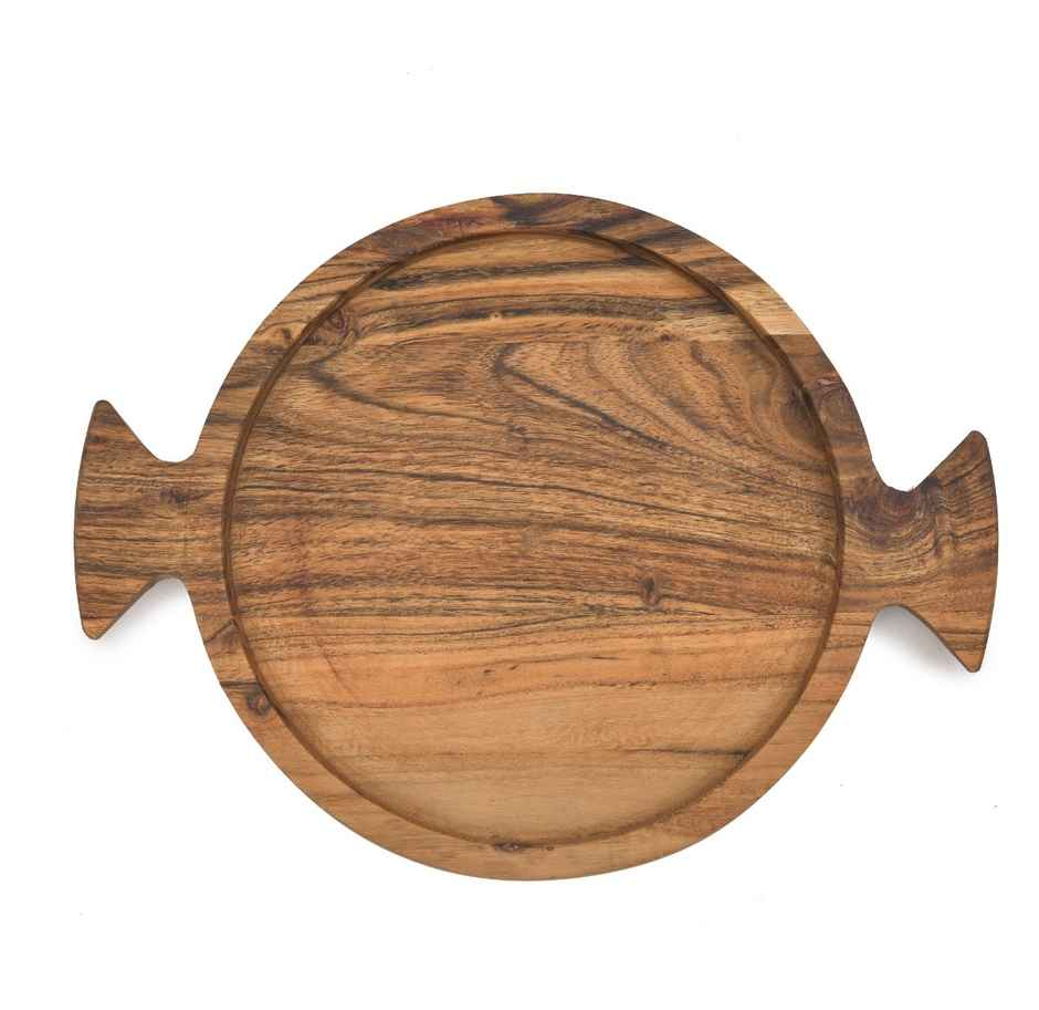 Sanjeev Kapoor by Oggn Wooden Double Handle Platter 12x9.5