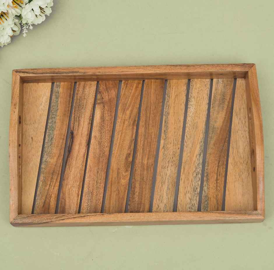 Sanjeev Kapoor by Oggn Wooden Ovel Taper Tray 12x8