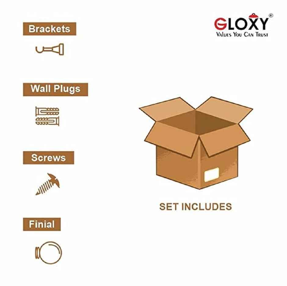 Gloxy Stainless Steel Curtain Brackets with Support & Fittings | Red 3 Pair Set