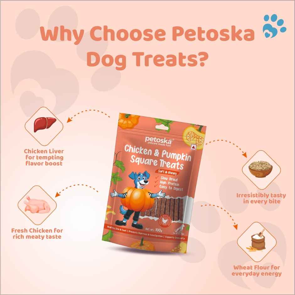 Petoska Dog Treats Chicken & Pumpkin Square Sticks