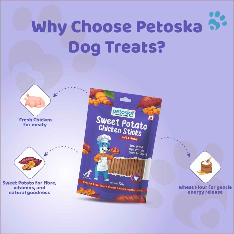 Petoska Dog Treats Sweet Potato Chicken Sticks