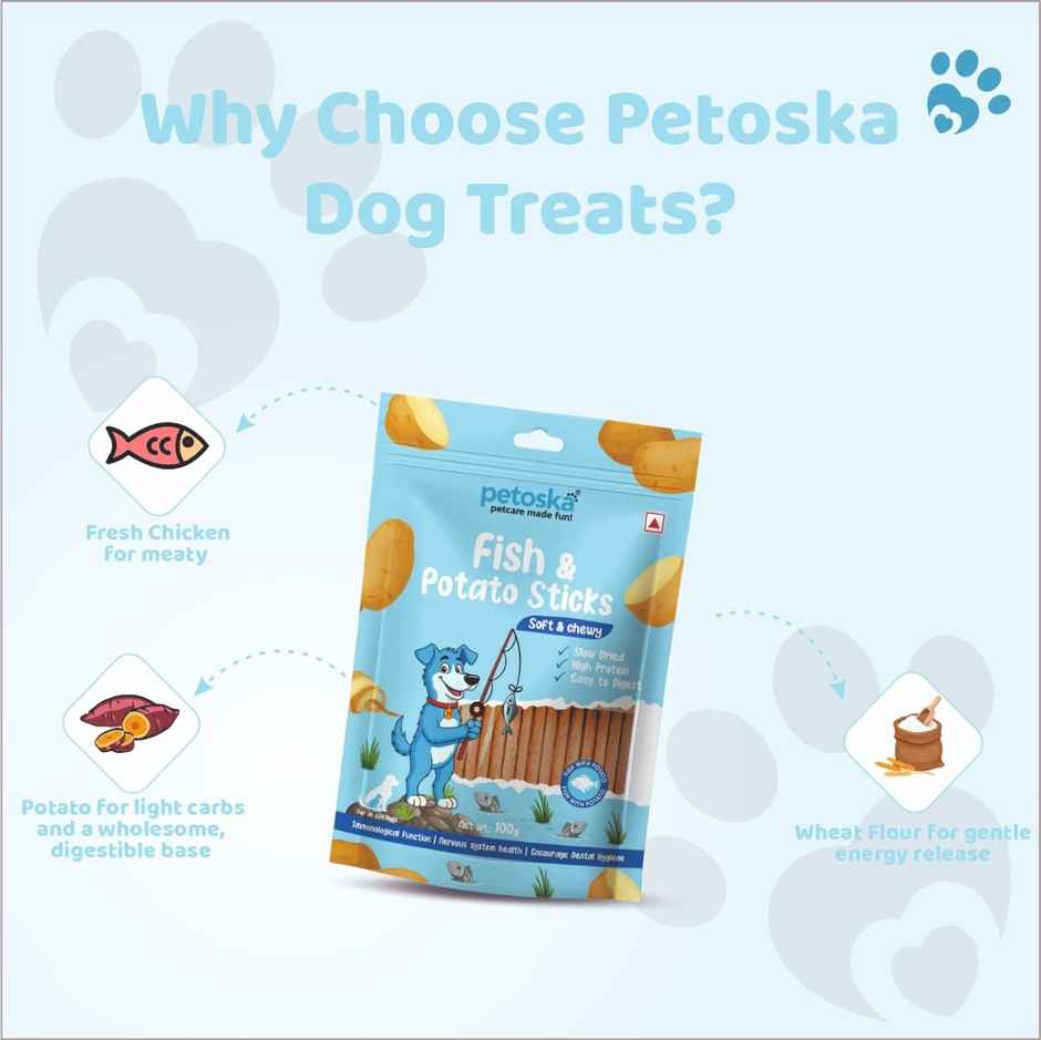 Petoska Dog Treats Potato Fish Sticks