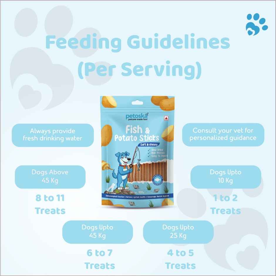 Petoska Dog Treats Potato Fish Sticks