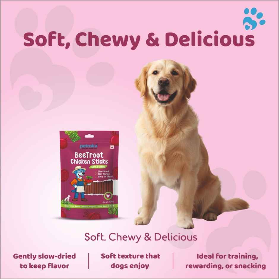 Petoska Dog Treats Beetroot Chicken Sticks