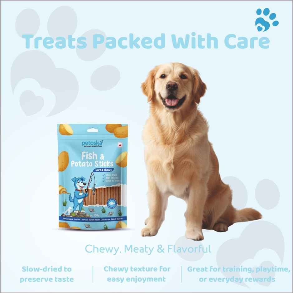 Petoska Dog Treats Potato Fish Sticks