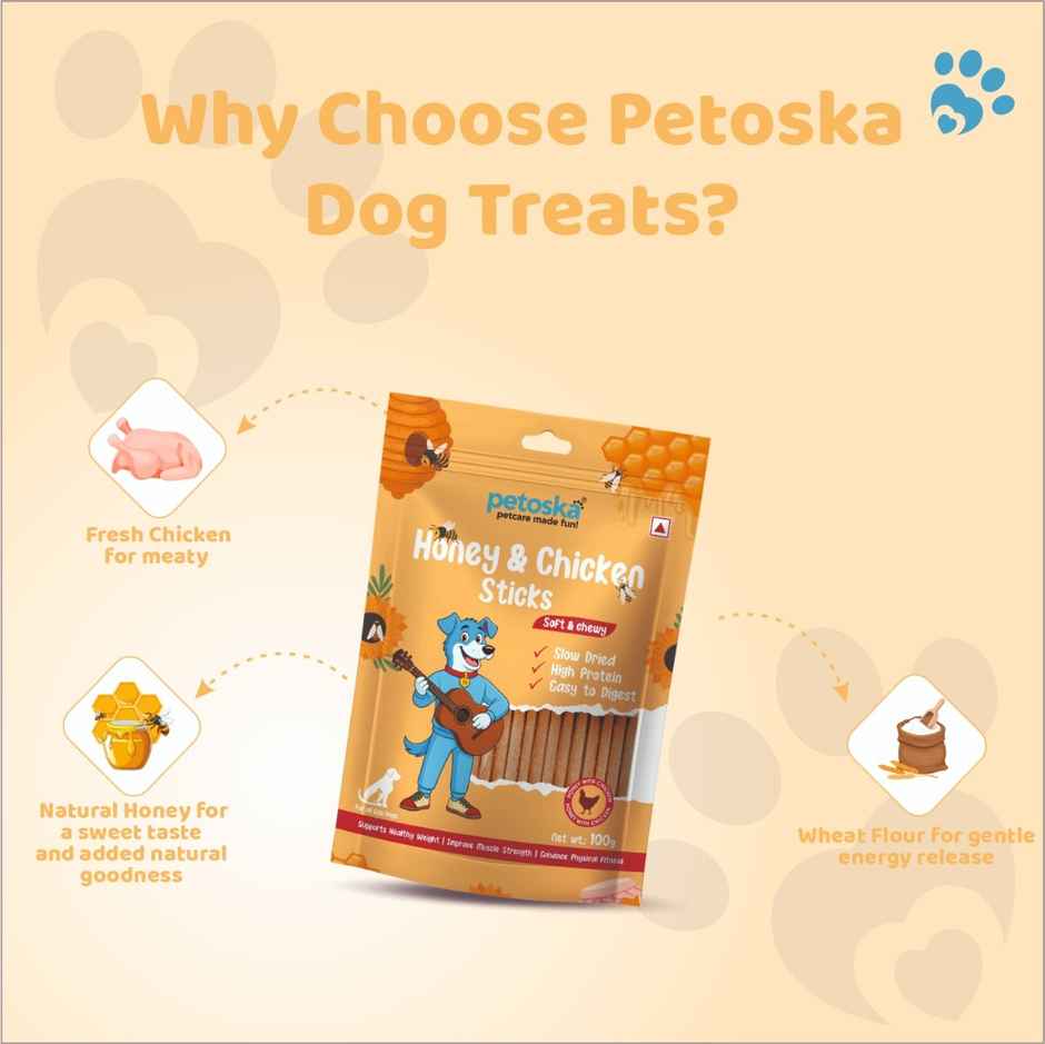Petoska Dog Treats Chicken Honey Sticks