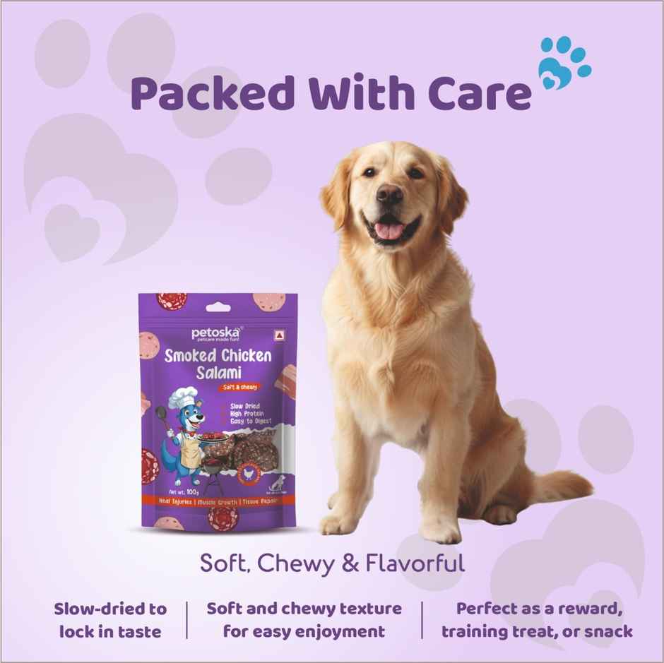 Petoska Dog Treats Smoked Chicken Salami